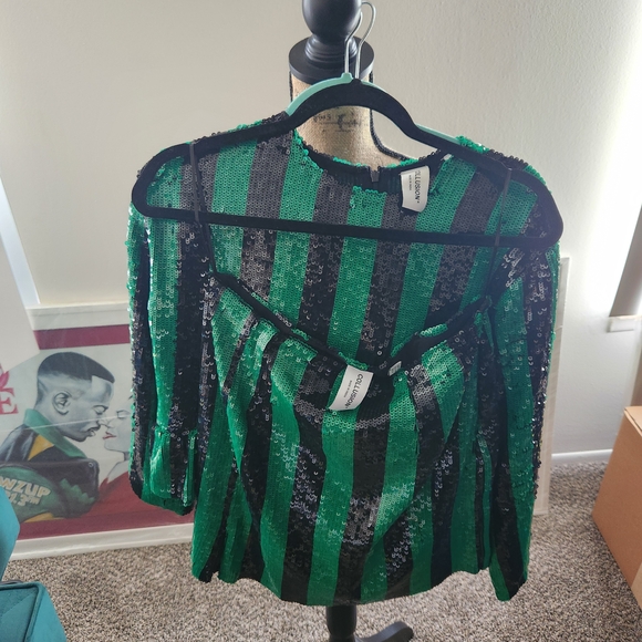 Collusion Pants - Asos... Emerald and Black Sequin Striped Top